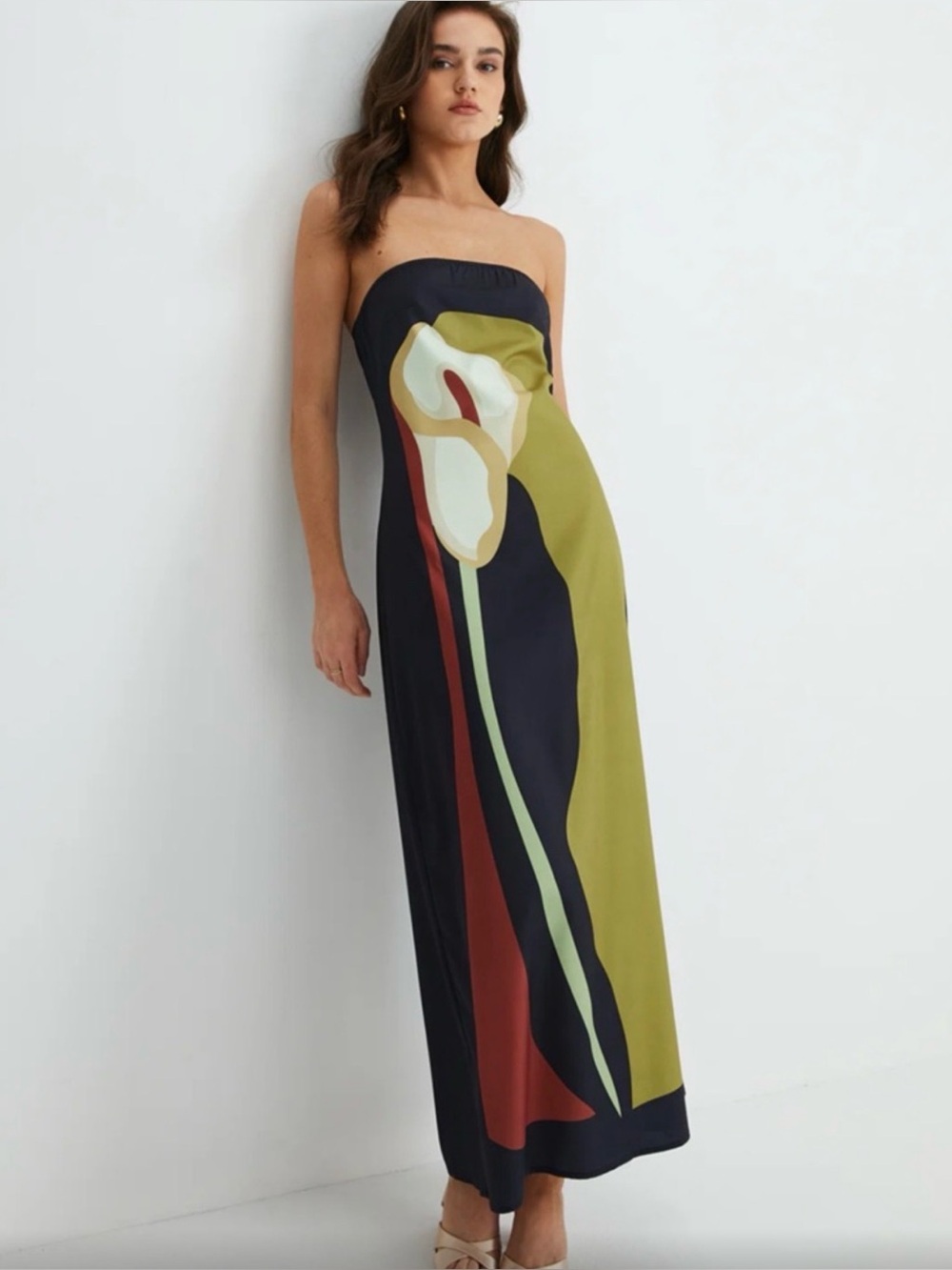 Commense Strapless Midi Dress in Black, Olive, Cream, Rust NWT